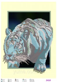 Схема вишивки бісером на габардині Тигр