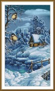 Набір для вишивки хрестиком на канвы з фоновим зображенням Снігова мелодія лісу 