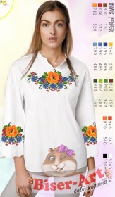 Заготовка вышиванки Женской сорочки на белом габардине Biser-Art SZ106 - 380.00грн.