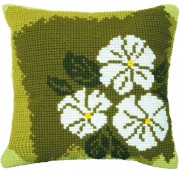 Набор для вышивки подушки крестиком Белые цветы