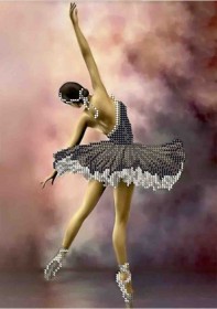 Схема вишивки бісером на габардині Балерина