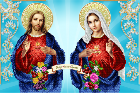 Схема для вишивання бісером на атласі Непорочне серце Марії та Святої серце Ісуса