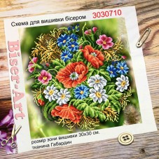 Схема вышивки бисером на габардине Полевые цветы Biser-Art 3030710