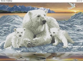 Схема для вишивання бісером на габардині Білі ведмеді