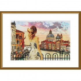 Набір для вишивки нитками на канві з фоновим зображенням Закохуючись у Венецію 