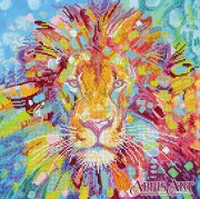Схема для вышивки бисером на холсте Разноцветный лев