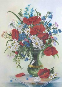 Схема вишивки бісером на габардині Весняні квіти