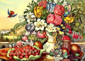 Набор для выкладки алмазной мозаикой Натюрморт фрукты и цветы Алмазная мозаика DM-232 - 760.00грн.