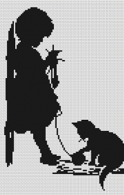 Набор для вышивки крестом Девочка с кошечкой