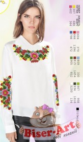 Заготівля вишиванки Жіночої сорочки на білому габардині Biser-Art SZ105 - 455.00грн.
