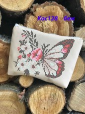 Косметичка для вышивки бисером Бабочка 3 Юма КОС-128 беж