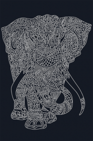 Схема вишивки бісером на атласі Слон (на чорному)