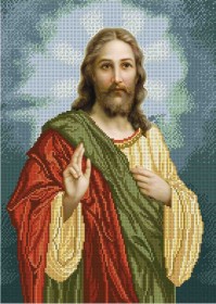 Схема вишивкі бісером на габардині Ісус Христос