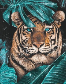 Схема вишивки бісером на атласі Тигр в джунглях