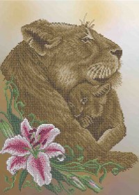Схема вишивкі бісером на габардині Південно-африканськи леві