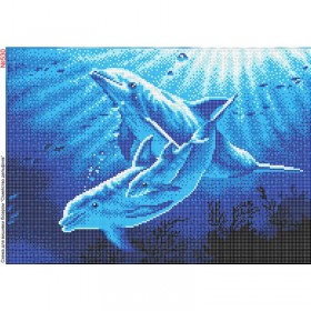 Схема для вишивкі бісером Родина дельфінів