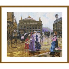 Набір для вишивки нитками на канві з фоновим зображенням Опера Гарньє. Париж