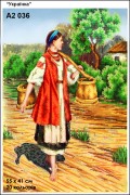 Схема вишивки бісером на габардині Українка