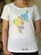 Женская футболка для вышивки бисером Орнамент и цветы  Юма Ф141