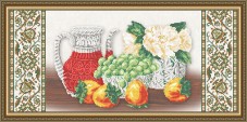 Схема вышивки бисером на габардине Хрусталь. Хурма и виноград на бежевом Art Solo VKA3120