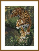 Набір для вишивки хрестиком на канвы з фоновим зображенням Амазонський ягуар 