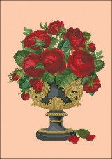 Схема вышивки бисером на габардине Красные розы Эдельвейс А-2-015