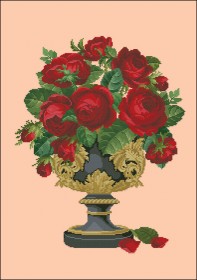 Схема вишивки бісером на габардині Червоні троянди