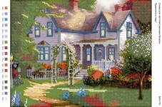 Рисунок на габардине для вышивки бисером Будиночок у саду