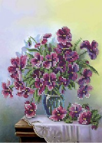 Схема вишивки бісером на габардині Букет квітів
