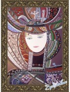Схема для вышивки бисером на атласе Девушка в шляпе (по картине Д. Беридзе)