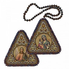 Набор для вышивания бисером двухсторонней иконы оберега Богородица Иерусалимская" и Ангел Хранитель