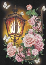 Схема вишивкі бісером на габардині Ліхтар у трояндах