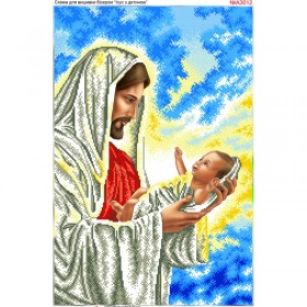 Схема вишивки бісером на габардині Ісус з немовлям  Biser-Art 40х60-А3012 - 164.00грн.