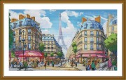 Набір для вишивки хрестиком на канвы з фоновим зображенням Вулицями Парижу