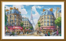 Набор для вышивки крестиком на канве с фоновым изображением Улицами Парижа  Новая Слобода (Нова слобода) СР3381
