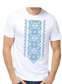 Чоловіча футболка для вишивкі бісером Блакитний орнамент