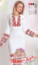 Заготовка женского платья на БЕЛОМ ЛЬНЕ Biser-Art Bis6054 белый лен
