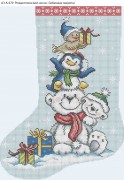 Схема для вишивання бісером на габардині Різдвяний носок Забавні звірята