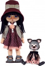 Набір для шиття ляльки, м'якої іграшки Дівчинка з котиком