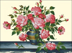 Схема вишивки бісером на габардині Ніжні Троянди