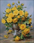 Схема вишивки бісером на атласі повна зашивка Жовті троянди повна зашивка