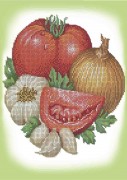Схема вишивки бісером на габардині Овочі