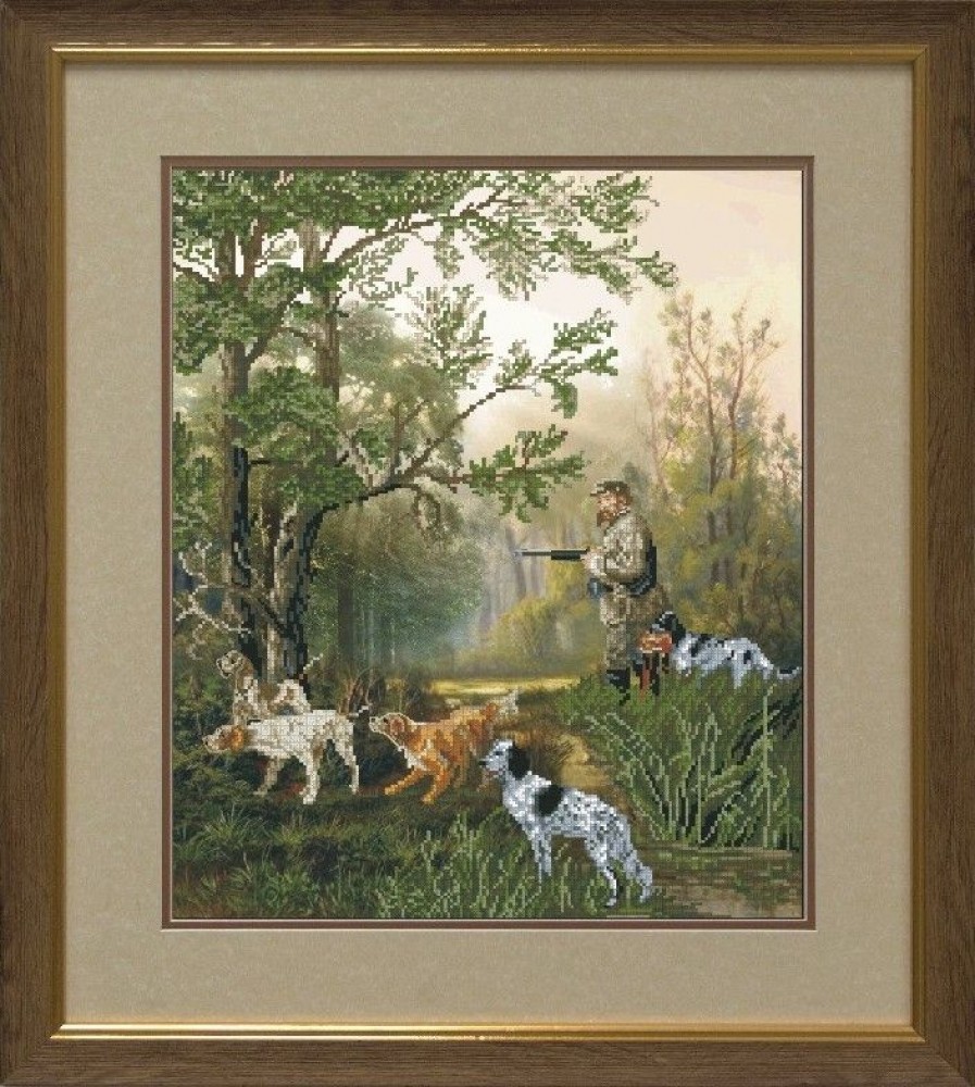 Схема вышивки «Собаки на охоте» (№) - Вышивка крестом
