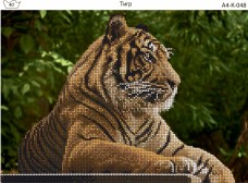 Схема для вышивки бисером на габардине Тигр Акорнс А4-К-048