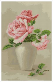 Схема вишивки бісером на габардині Рожеві троянди