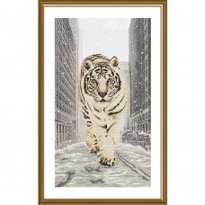 Набір для вишивки нитками на канві з фоновим зображенням Сніжний тигр