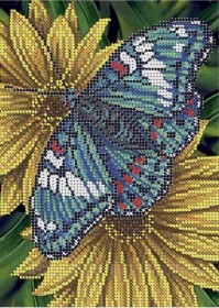 Схема вишивки бісером на габардині Метелик