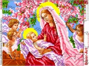 Схема вышивки бисером на габардине Мадонна з немовлям та ангелами