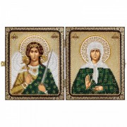 Набір для вишивки ікон бісером, в рамці-складення Св. Матрона Московська і Ангел Хоронитель