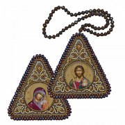 Набір для вишивання бісером двосторонньої ікони оберега Христос Спаситель і Богородиця Казанська